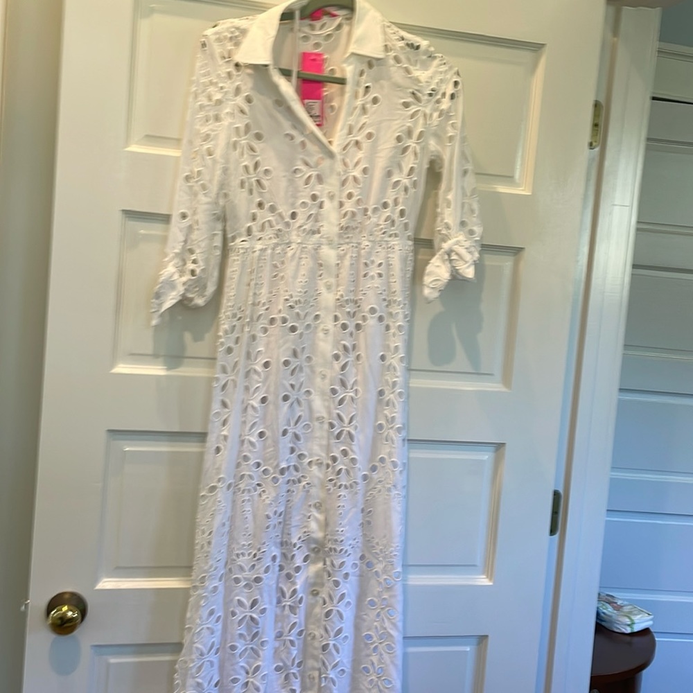 Lilly Pulitzer Amrita Midi dress white eyelet